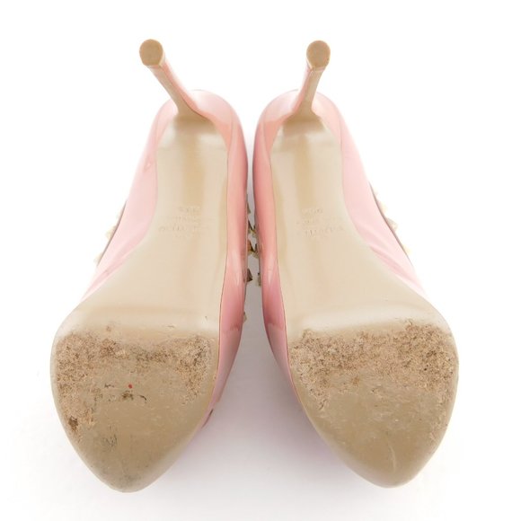 VALENTINO Rockstud Baby Pink Patent Leather Platform Peep Toe Heel Pumps 36.5 - Picture 7 of 9